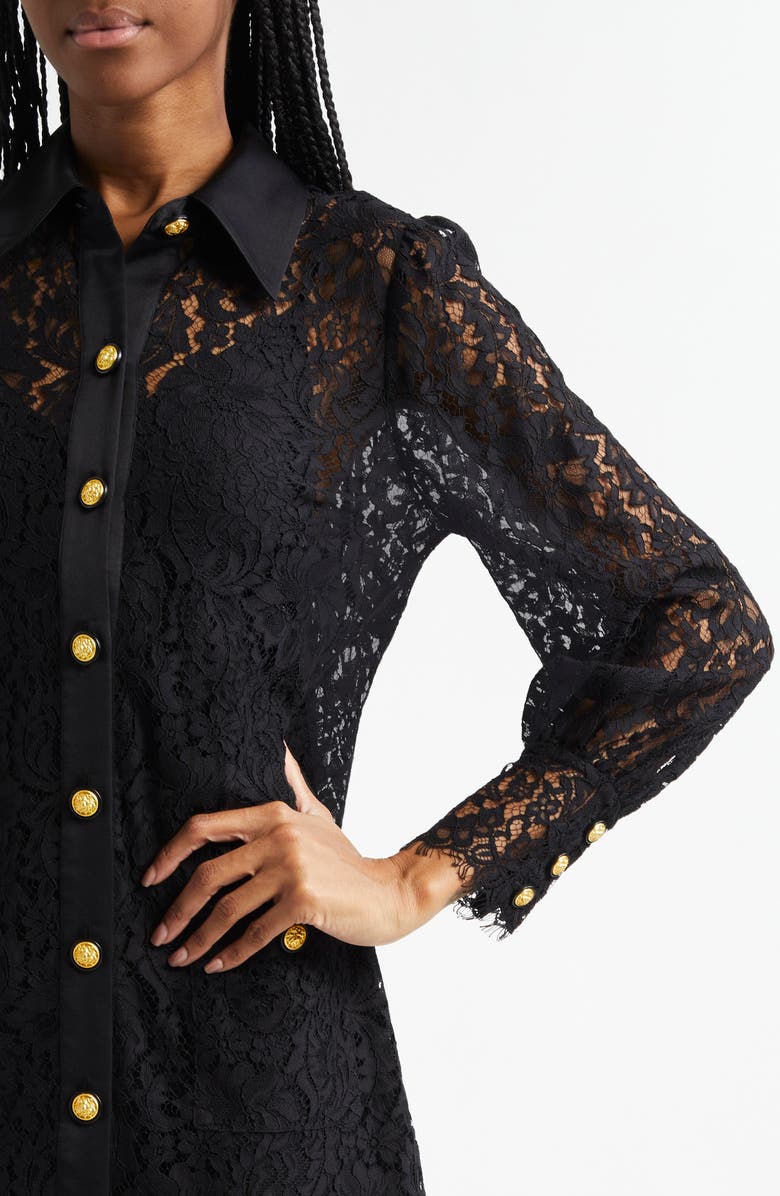 L'AGENCE Sakura Lace Long Sleeve Mini Shirtdress, Alternate, color, 