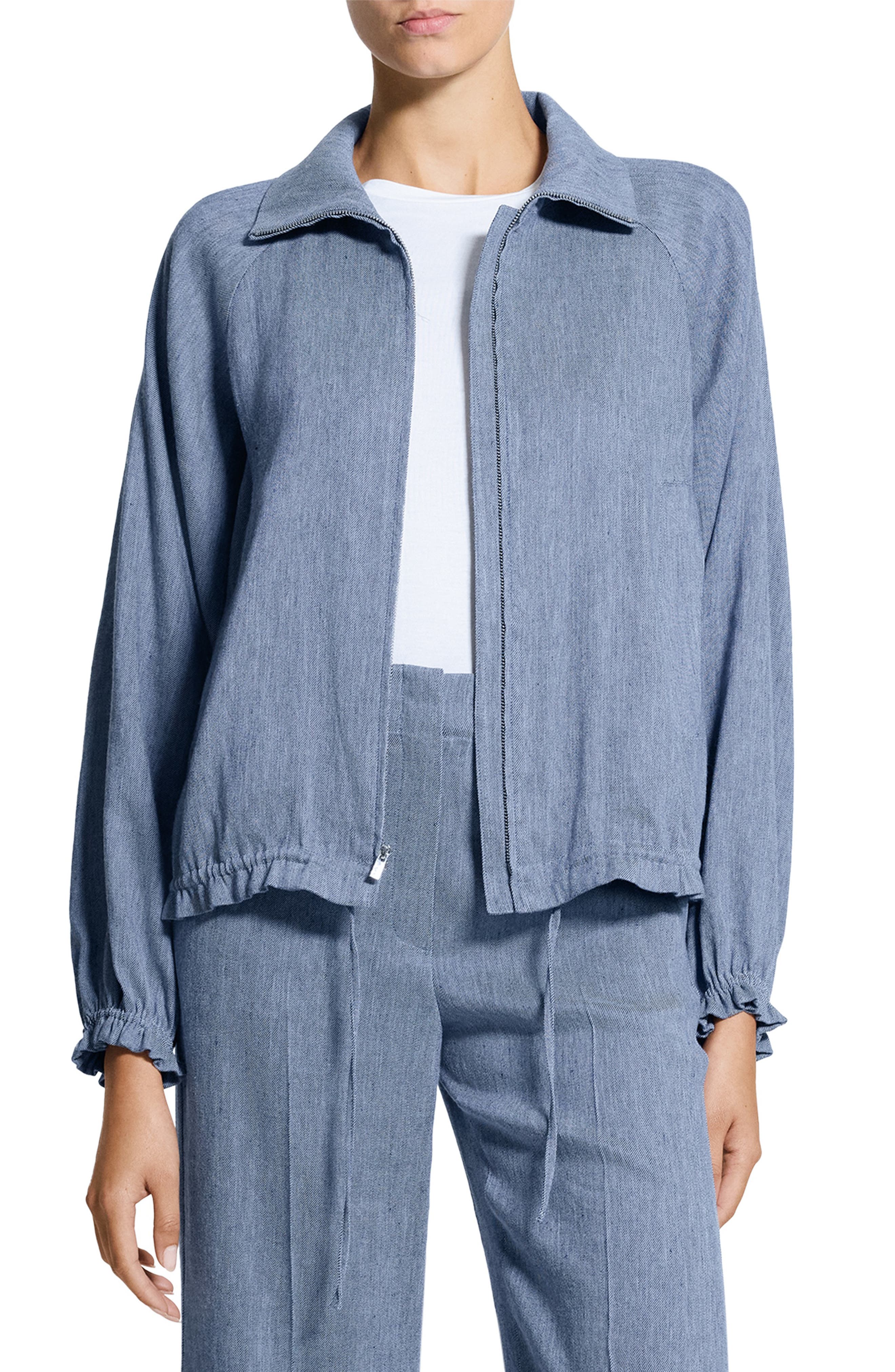 Drawstring Hem Linen Blend Jacket