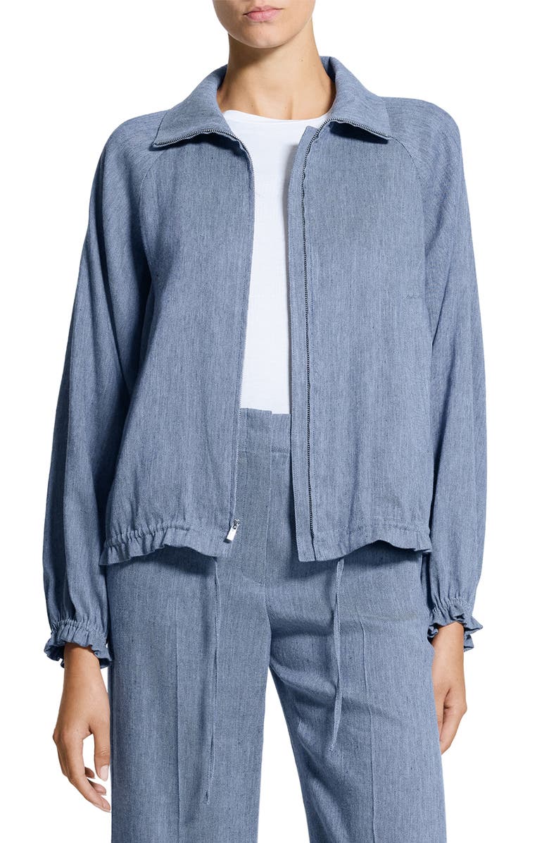 Theory Drawstring Hem Linen Blend Jacket, Main, color, Light Denim