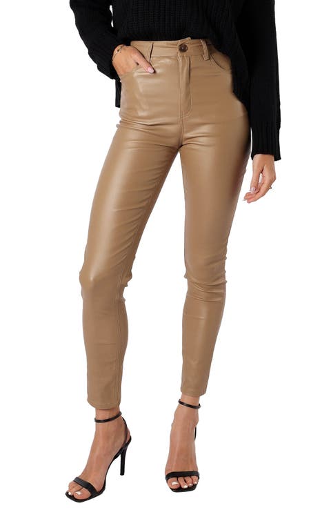 Women's Beige Leather & Faux Leather Pants & Leggings
