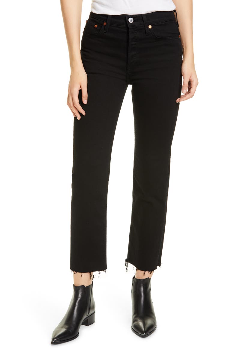 Originals High Waist Stovepipe Jeans, Main, color, JET BLACK
