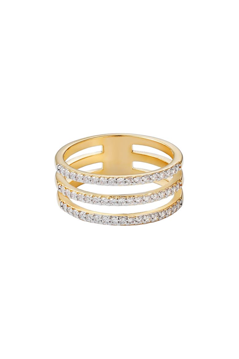 Cubic Zirconia Triple Band Ring, Main, color, GOLD