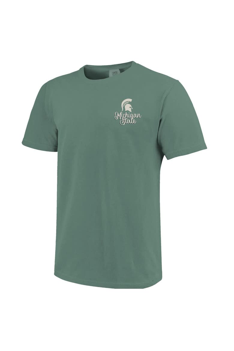 Women's Green Michigan State Spartans Comfort Colors Campus Scene Drawing Script T-Shirt, Alternate, color, Green