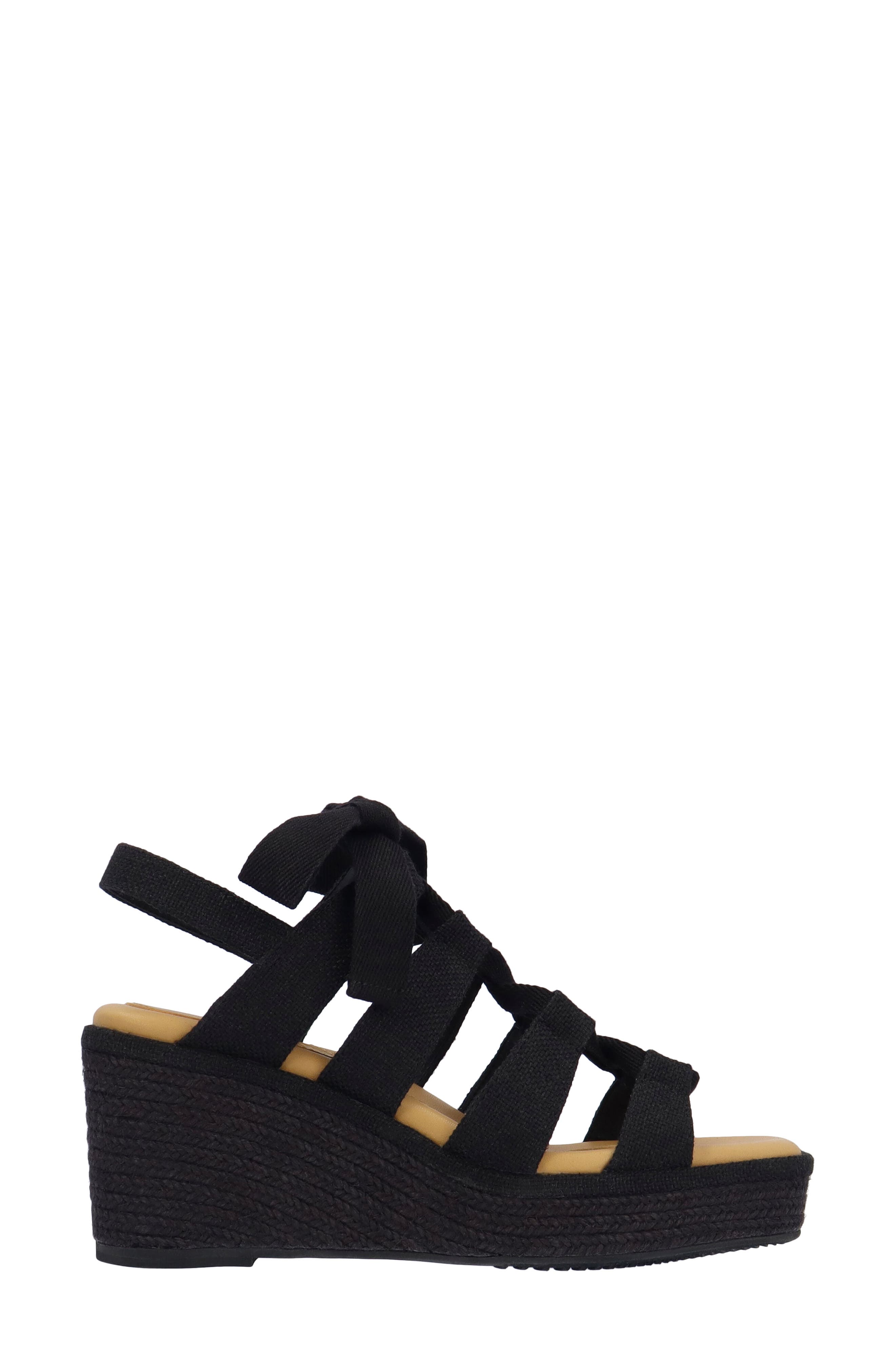J. Reneé Garlynn Lace-Up Platform Wedge Sandal, Alternate, color, Black
