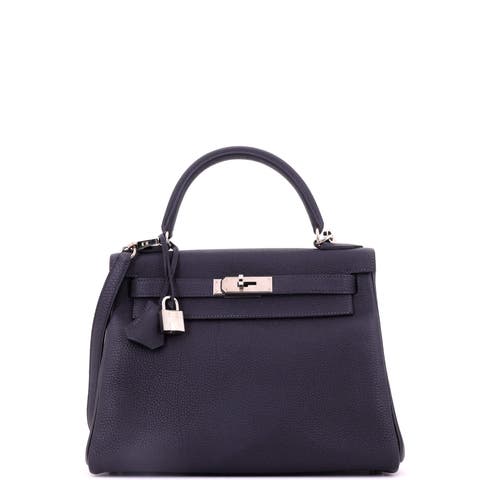 Kelly Handbag Blue Togo With Palladium Hardware 28