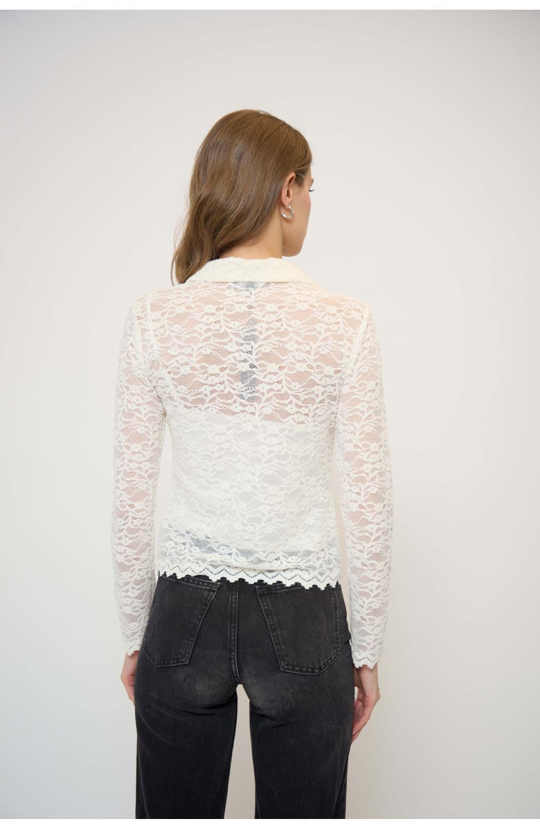 Central Park West Stella Stretch Lace Buttondown, Alternate, color, Ivory