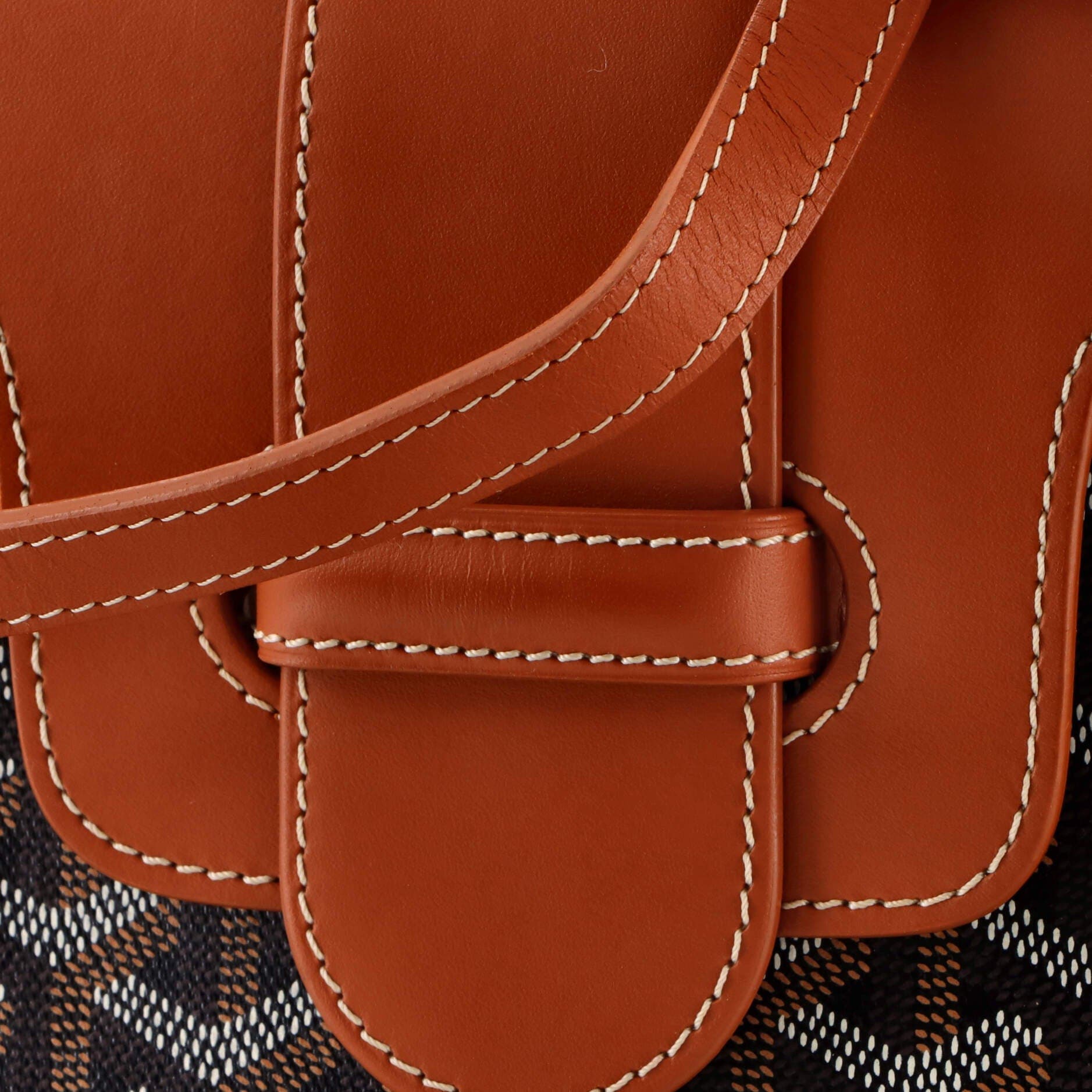 Pre-Owned Goyard Saigon Top Handle Bag Coated Canvas with Leather PM, Alternate, color, Brown