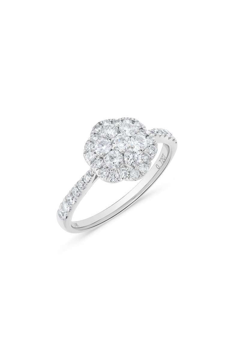 Floral Round Diamond Cluster Ring in 14K White Gold, Main, color, 14K White Gold