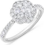 Ancona Fine Jewelry Floral Round Diamond Cluster Ring in 14K White Gold