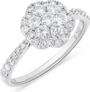 Ancona Fine Jewelry Floral Round Diamond Cluster Ring in 14K White Gold