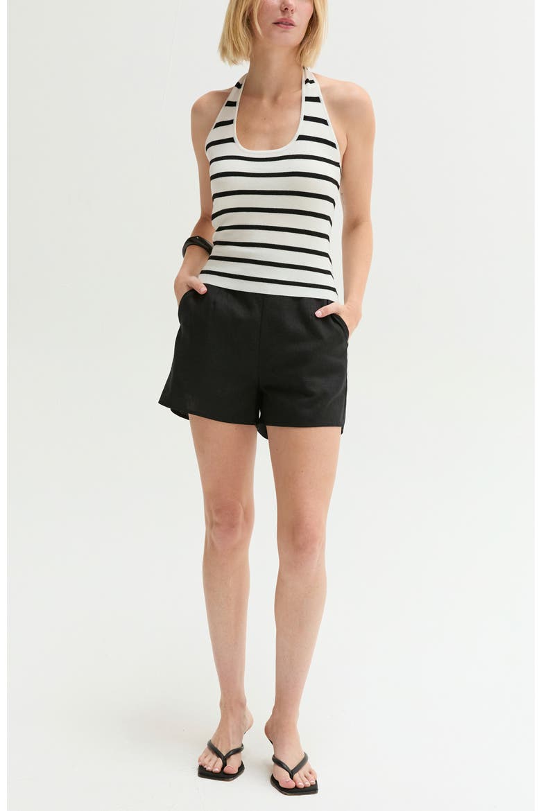 Halter Stripe Knit Top, Alternate, color, White/Black