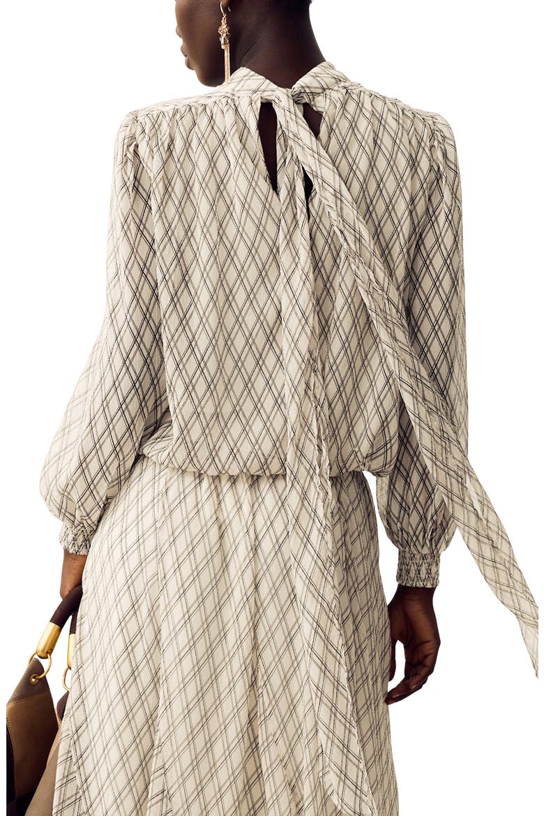 Check Tie Back Top, Alternate, color, CREAM