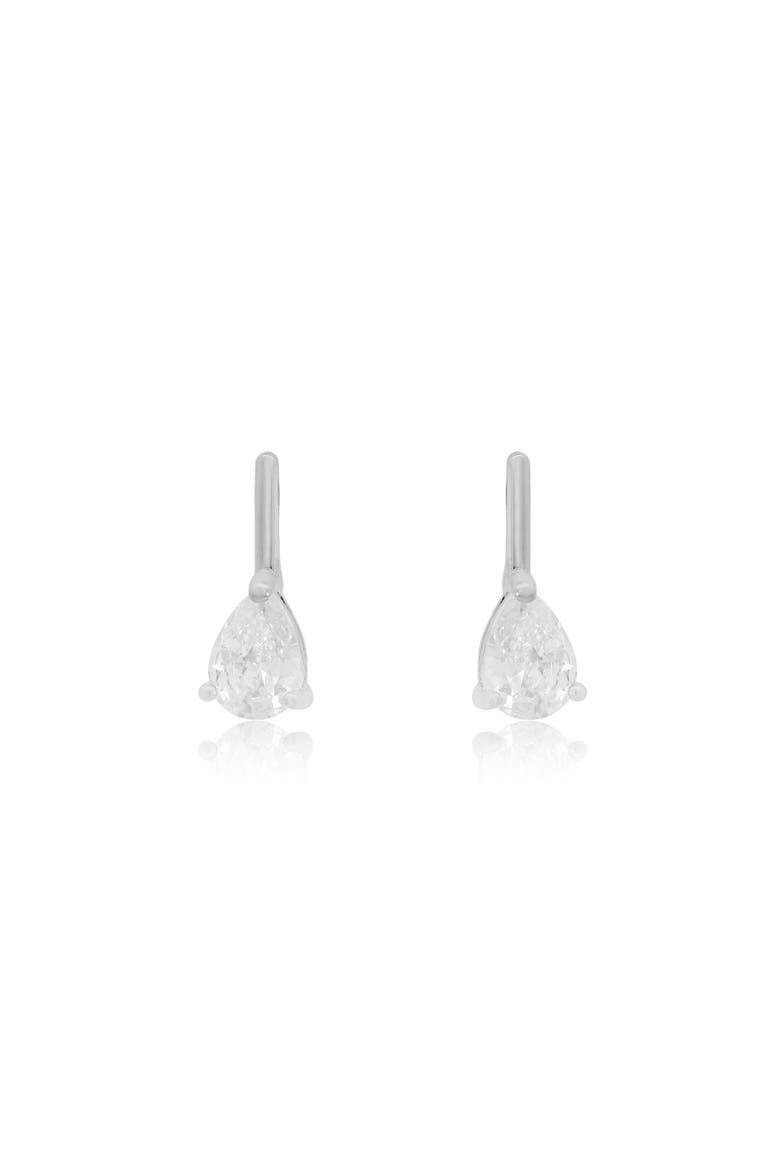 CZ Pear Bar Drop Earrings, Alternate, color, Sterling Silver