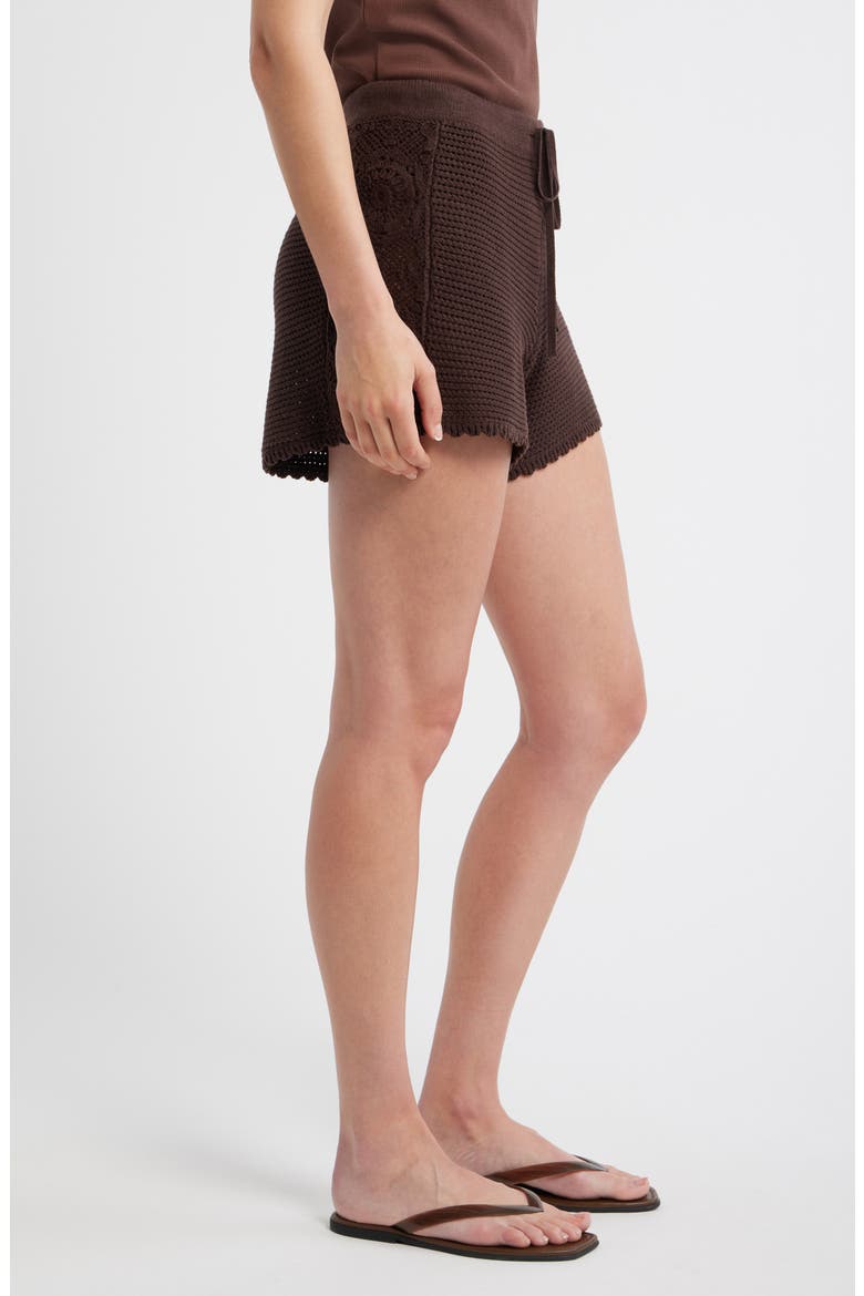 Celita Open Stitch Drawstring Shorts, Alternate, color, CHOCOLATE