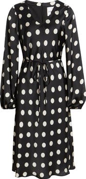 Sam Edelman Dot Long Sleeve Midi Dress