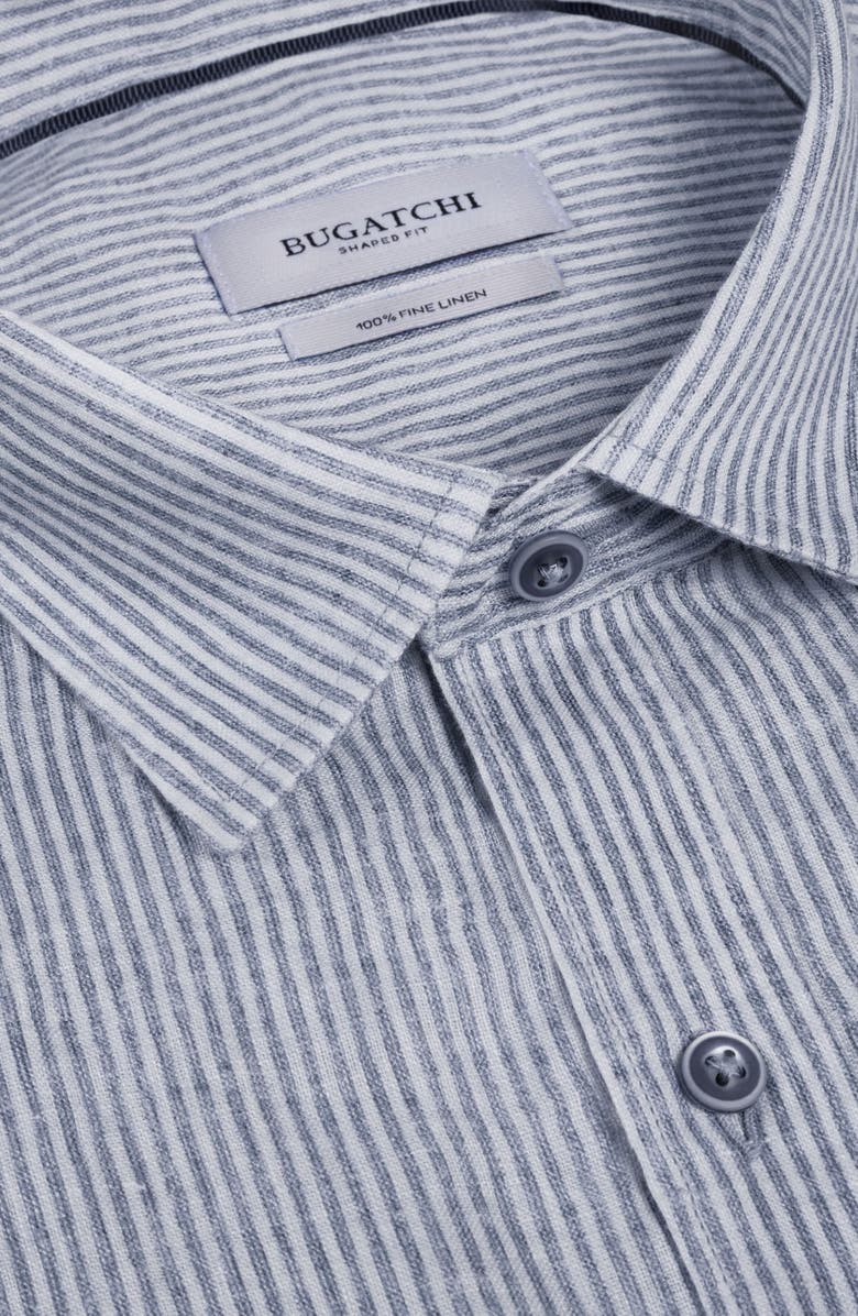 Bugatchi Jasper Linen Button-Up Shirt, Alternate, color, Ether