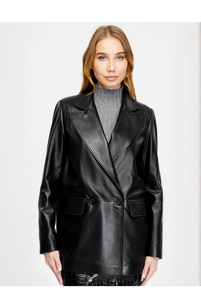 Furniq UK Cassandra Leather Jacket, Alternate, color, Black