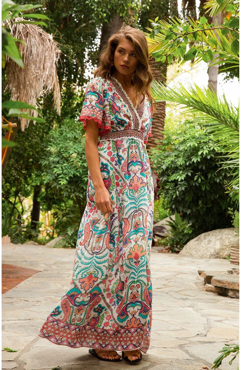 Hale Bob Elsie Linen Maxi Dress, Main, color,