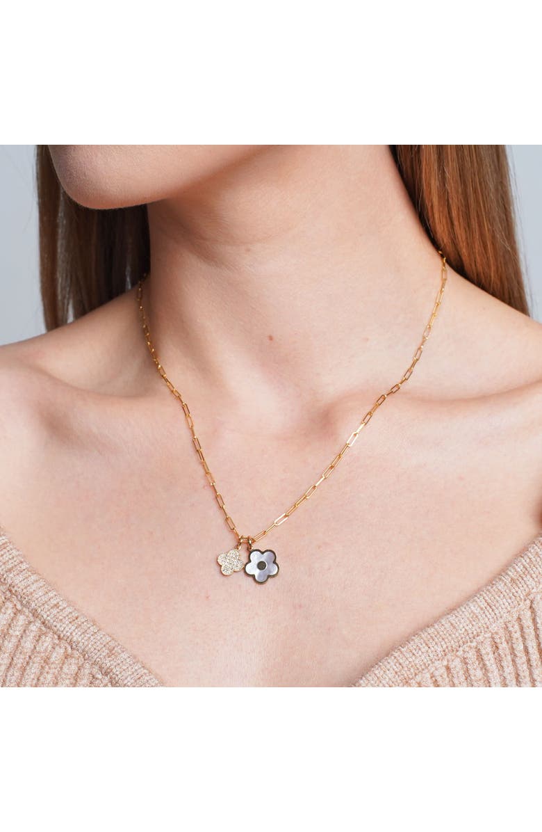 The Lovery Fine Jewelry Mother of Pearl Cherry Blossom Charm, Alternate, color, Mother Of Pearl