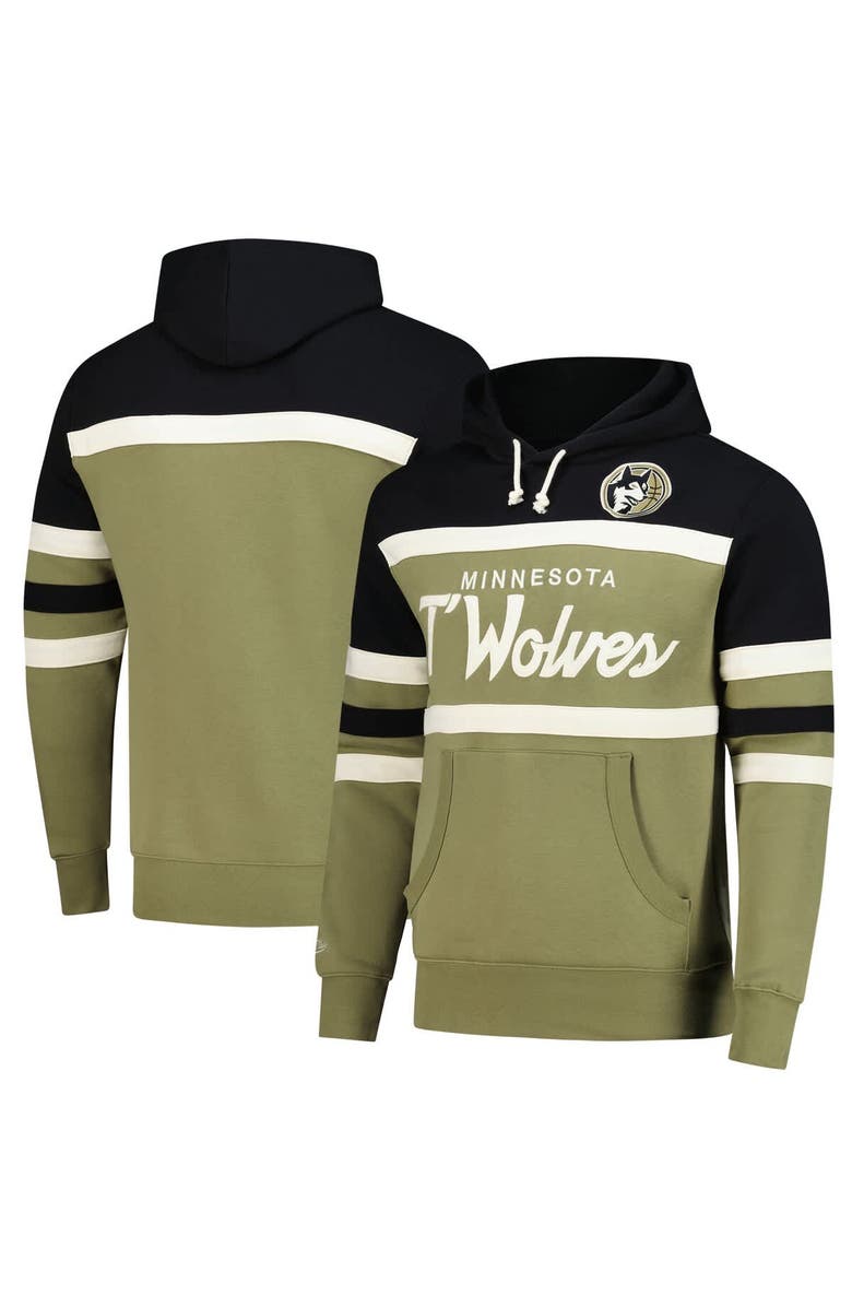 Mitchell & Ness Men's Mitchell & Ness Olive/Black Minnesota Timberwolves Double Clutch Head Coach Hoodie, Main, color, Olive