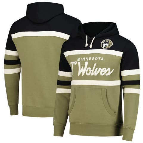 Men's Mitchell & Ness Olive/Black Minnesota Timberwolves Double Clutch Head Coach Hoodie