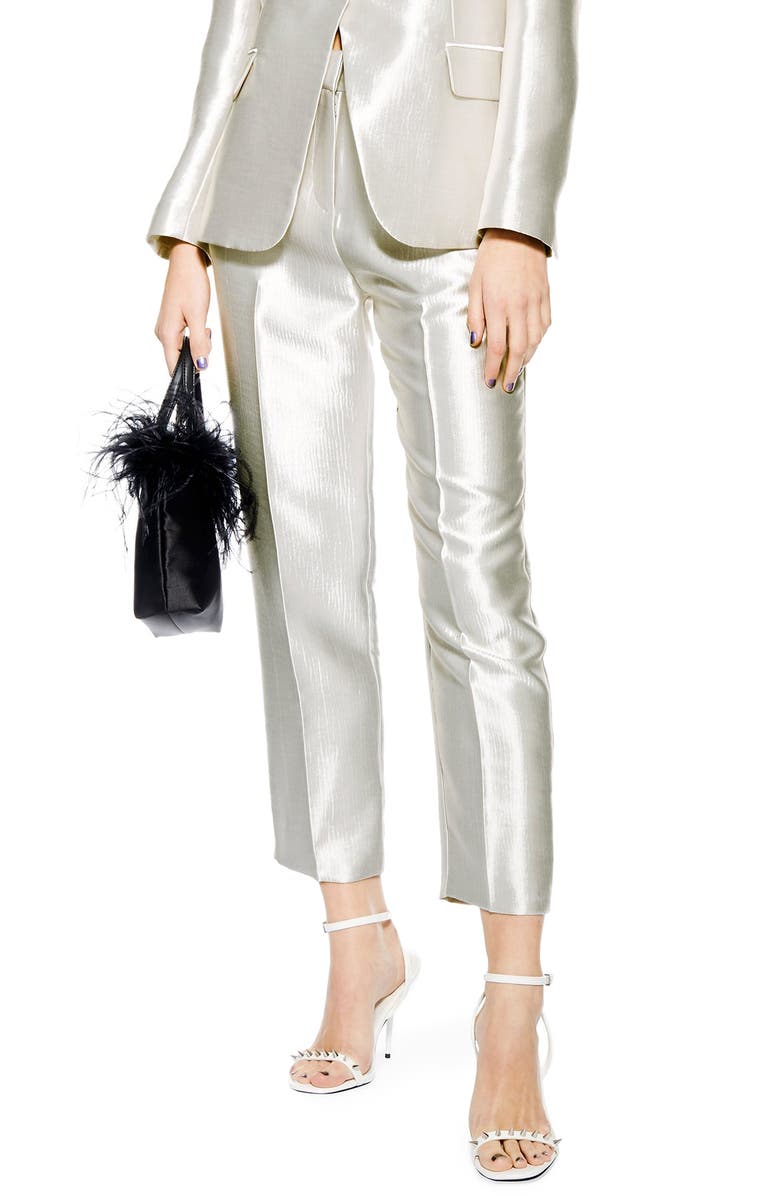 Topshop Clean Peg Satin Trousers, Main, color, 