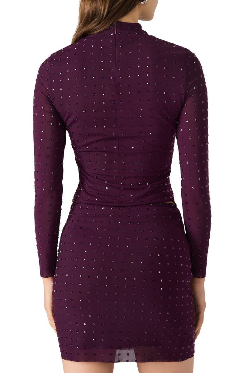 Steve Madden Melvina Stud Mock Neck Knit Top, Alternate, color, Beet