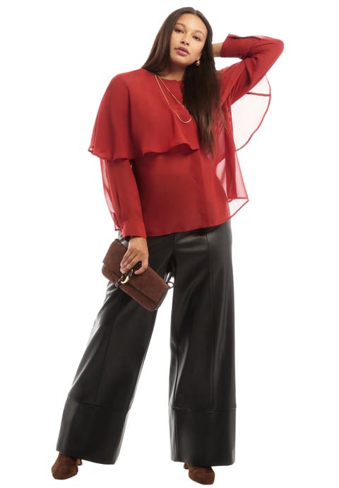 Chiffon Cuff Sleeve Cape Blouse (plus)