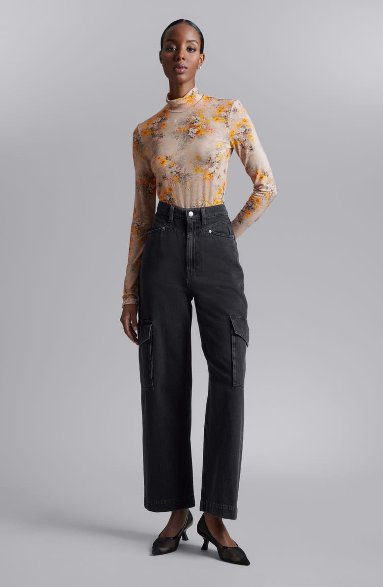 
Other Stories Floral Mock Neck Top, Alternate, color, Beige Dusty Light