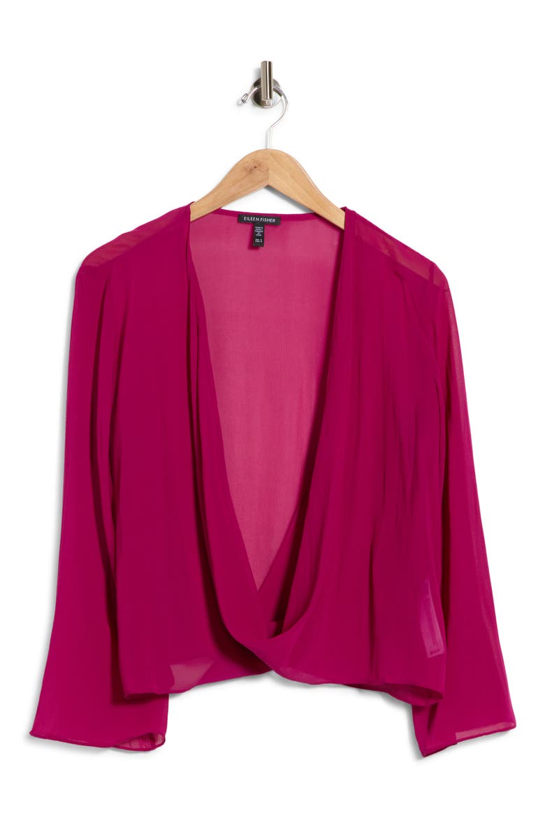 Tie Front Silk Jacket, Alternate, color, SANGRIA