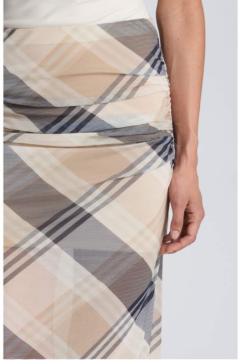 Side Ruched Midi Skirt, Alternate, color, SAFARI TAN MULTI