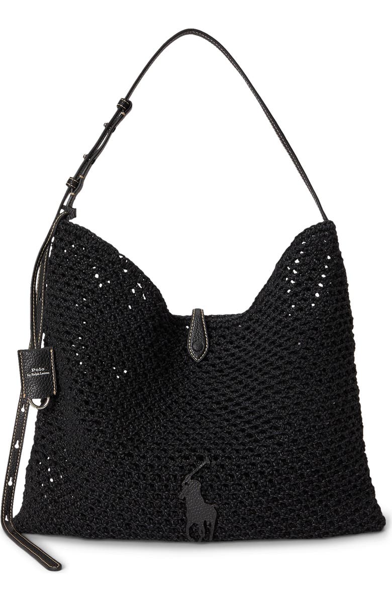 Polo Ralph Lauren Polo Play Open Weave Messenger Bag, Main, color, Black