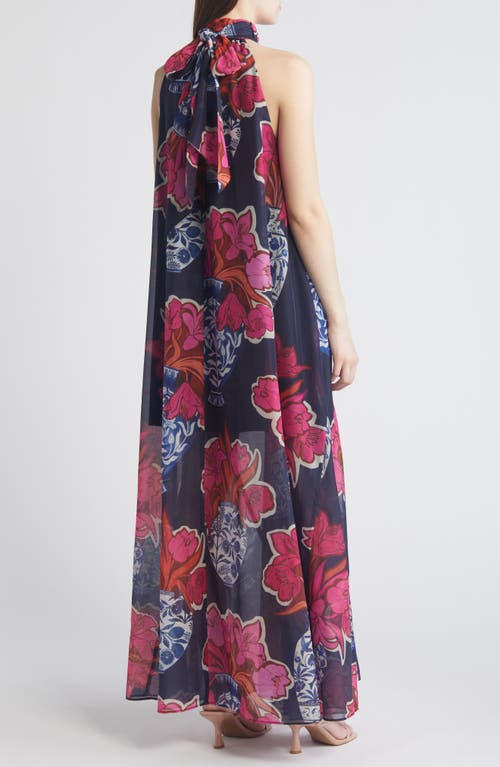 Ted Baker London Kinosei Floral Organza Maxi Dress In Dark Blue