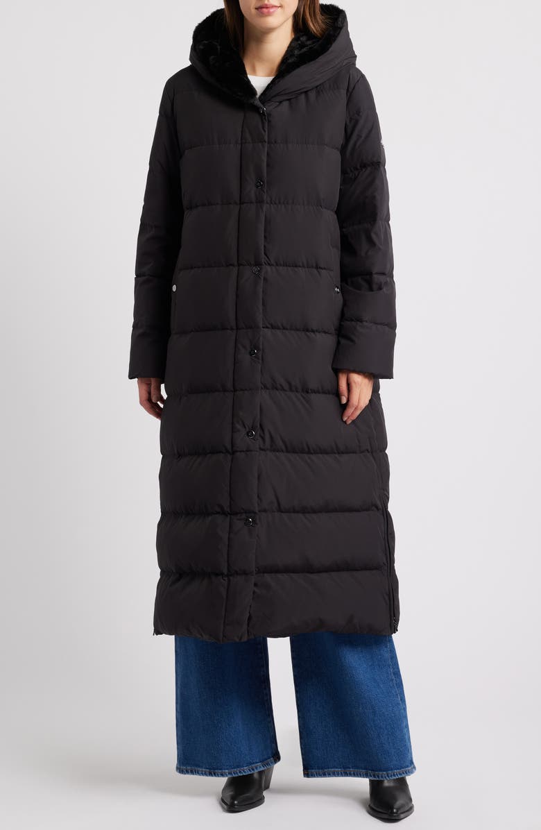 Lauren Ralph Lauren Longline Puffer Coat with Faux Fur Lined Hood, Main, color, 