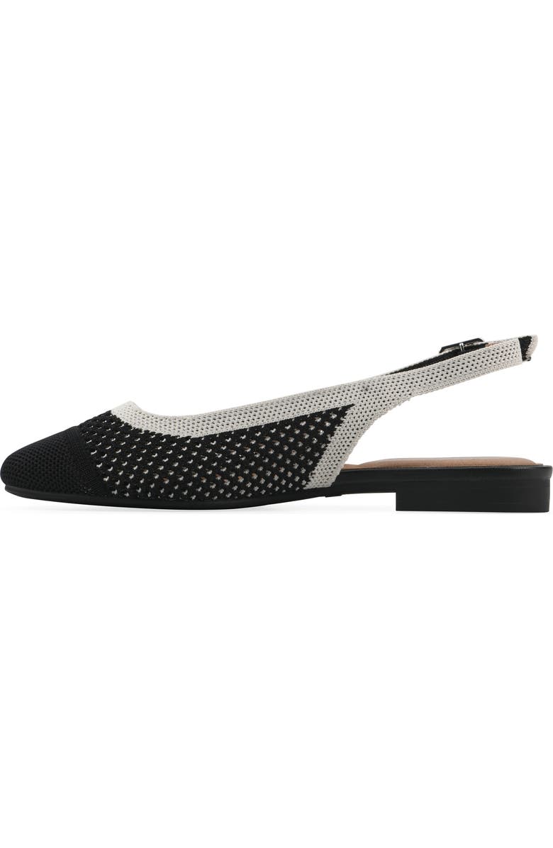 White Mountain Footwear Bonie Slingback Flat, Alternate, color, Black/ Cream Multi