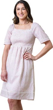 Hope & Henry Women's Organic Bell Sleeve Smocked Dress