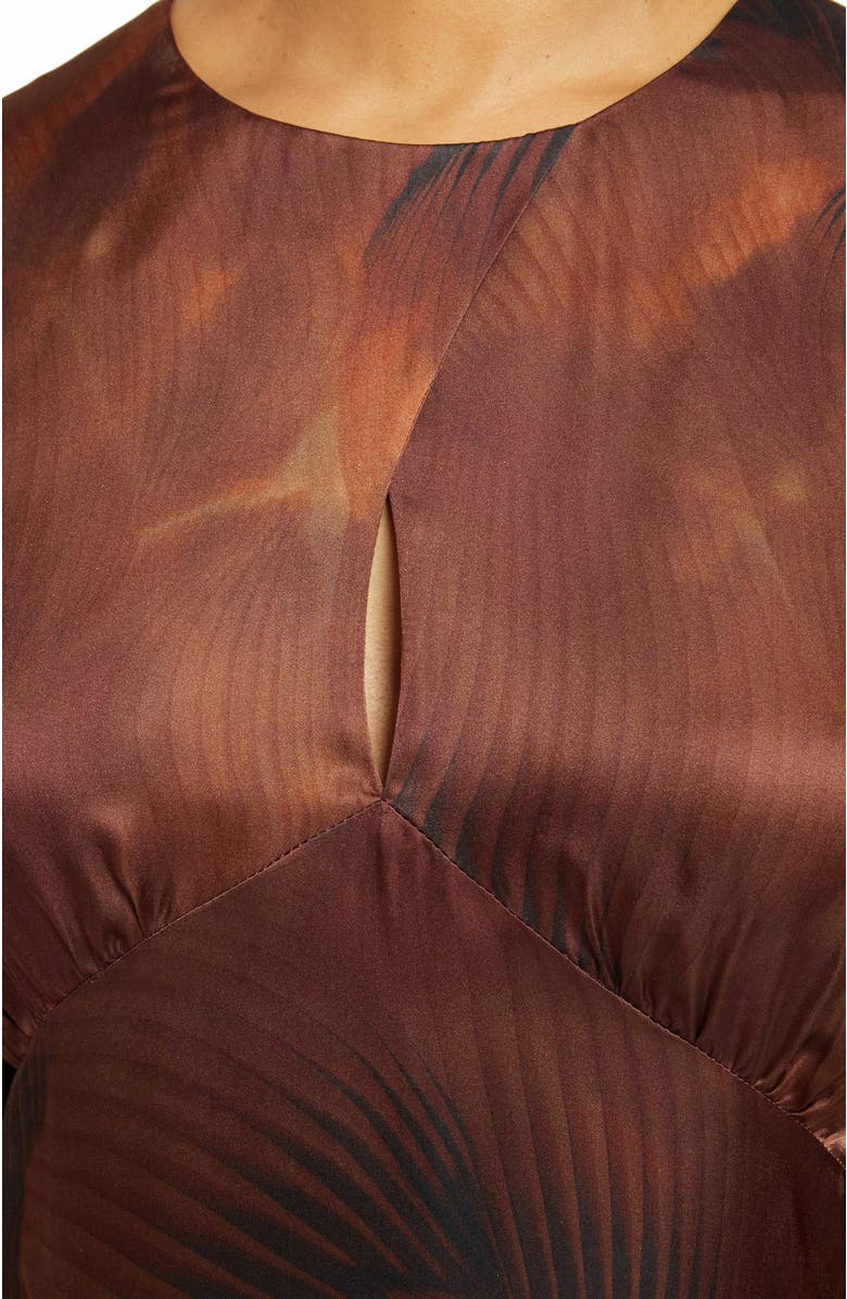 Santorelli IMANI Long Sleeve Midi Dress in Geometric Print Silk, Alternate, color,