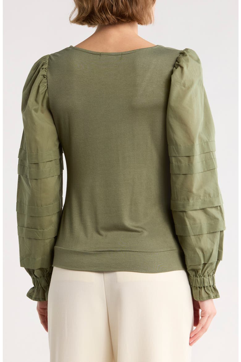 Marilee Mixed Media Long Sleeve Top, Alternate, color, OLIVINE