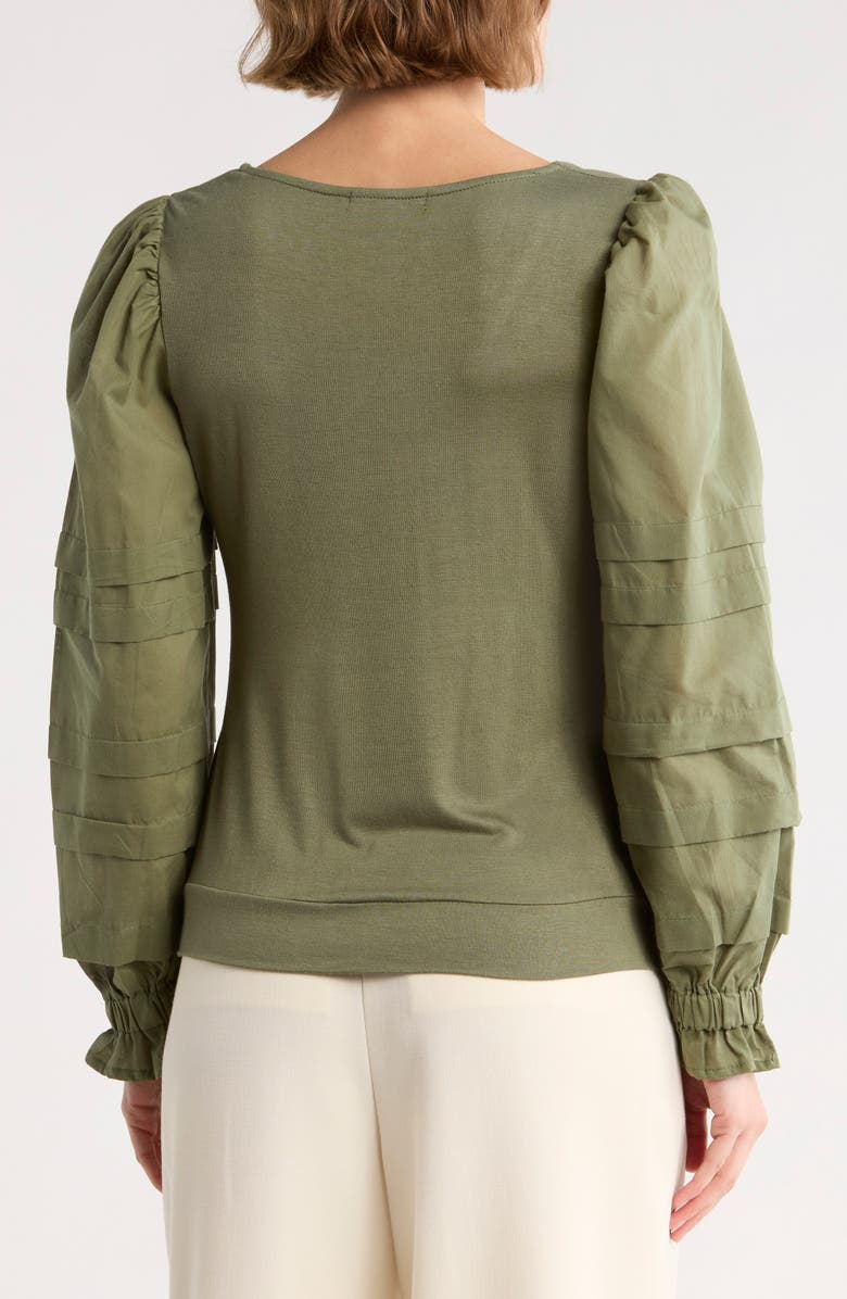 Tart Marilee Mixed Media Long Sleeve Top, Alternate, color, Olivine