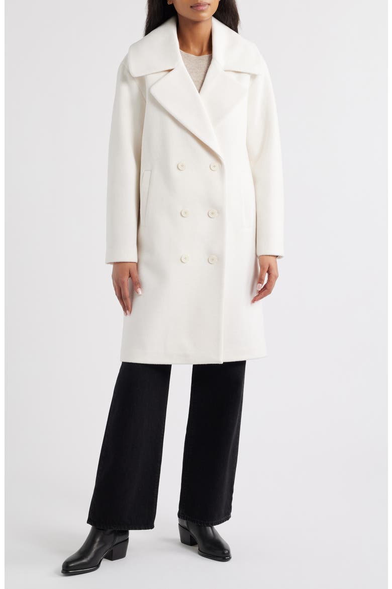 Double Breasted Knit Coat, Main, color, WHITE