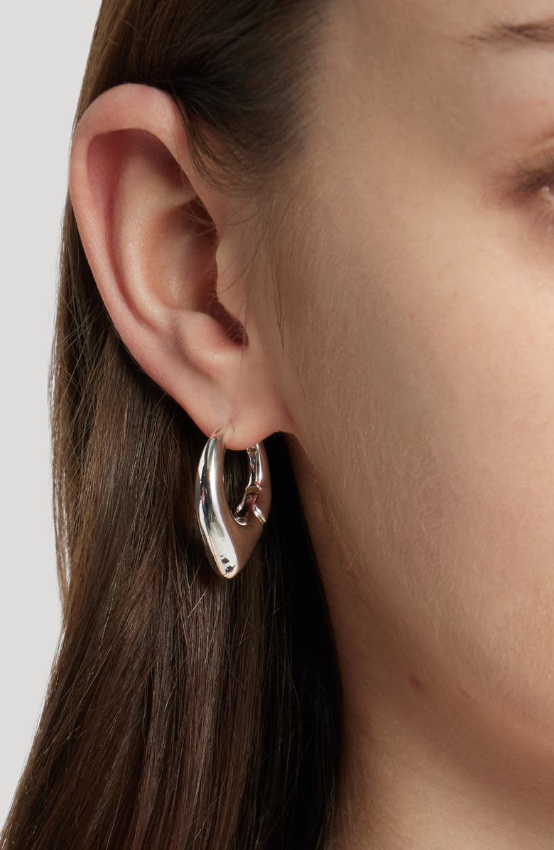 Open Edit Set of 3 Geometric Huggie Hoop Earrings, Alternate, color, Silver