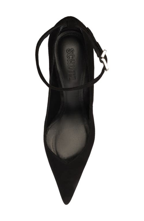 Schutz Mia Ankle Strap Pointed Toe Pump In Black