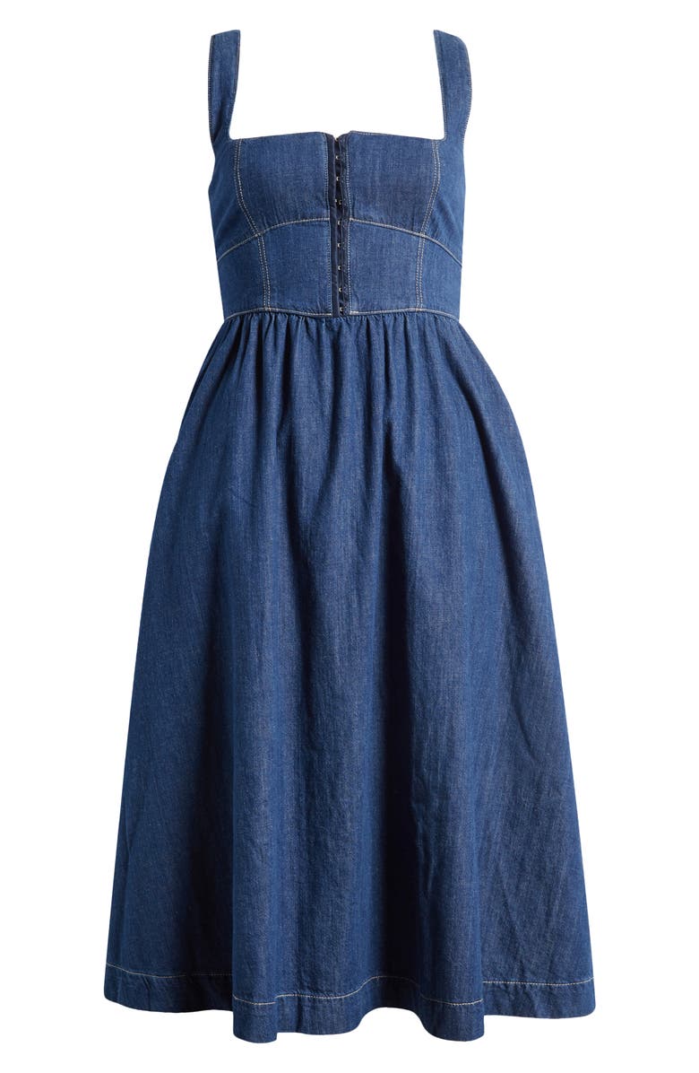 Reformation Tagliatelle Denim Dress, Alternate, color, 
