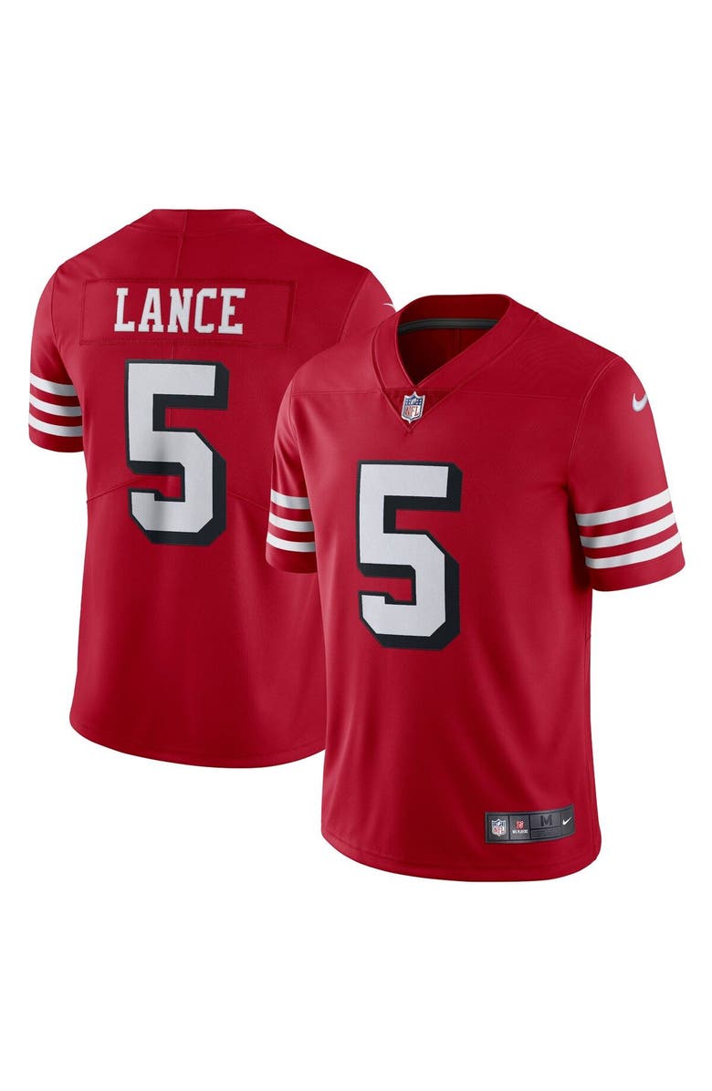 Nike Men's Nike Trey Lance Scarlet San Francisco 49ers Alternate Vapor Limited Jersey, Main, color, 