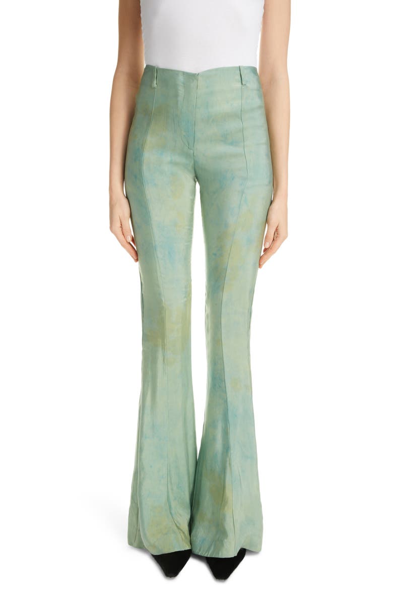Acne Studios Pippen Tonal Print Cupro Kick Flare Pants, Main, color, 