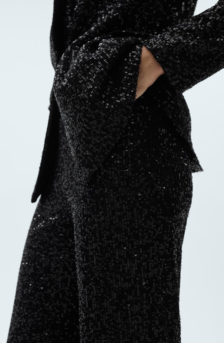 MANGO Wide Leg Sequin Pants, Alternate, color, 