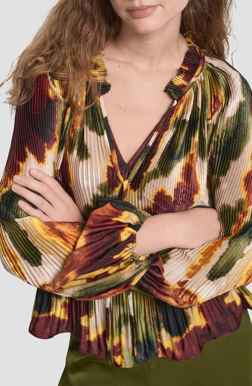 Dkny Print Pleated Top In Multi