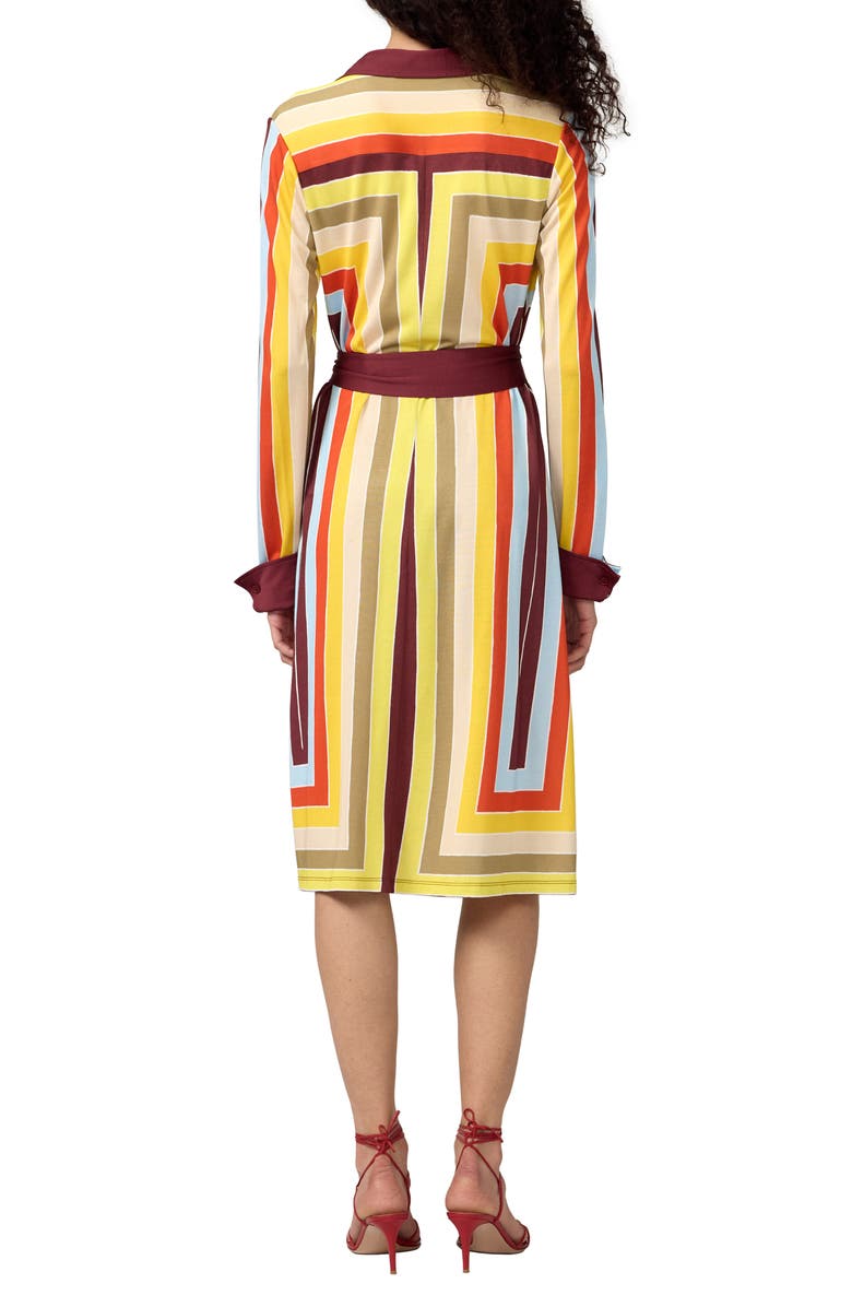 Diane von Furstenberg The Diane Stripe Long Sleeve Jersey Shirtdress, Alternate, color, Dorian Stripe Multi