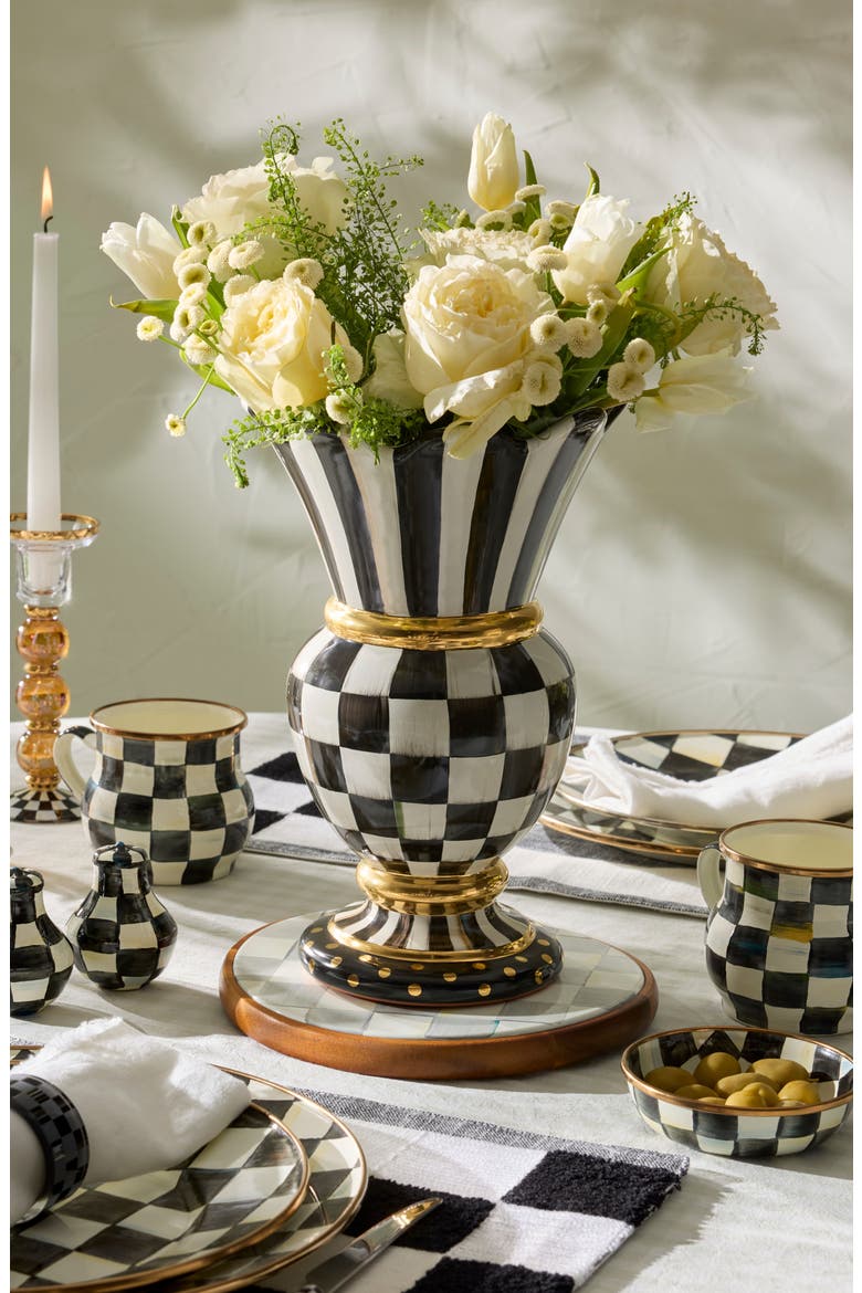 Courtly Check Ceramic Great Vase, Alternate, color, BLACK