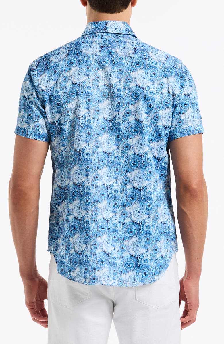 Robert Graham Ripon Short Sleeve Cotton Button-Up Shirt, Alternate, color, Blue